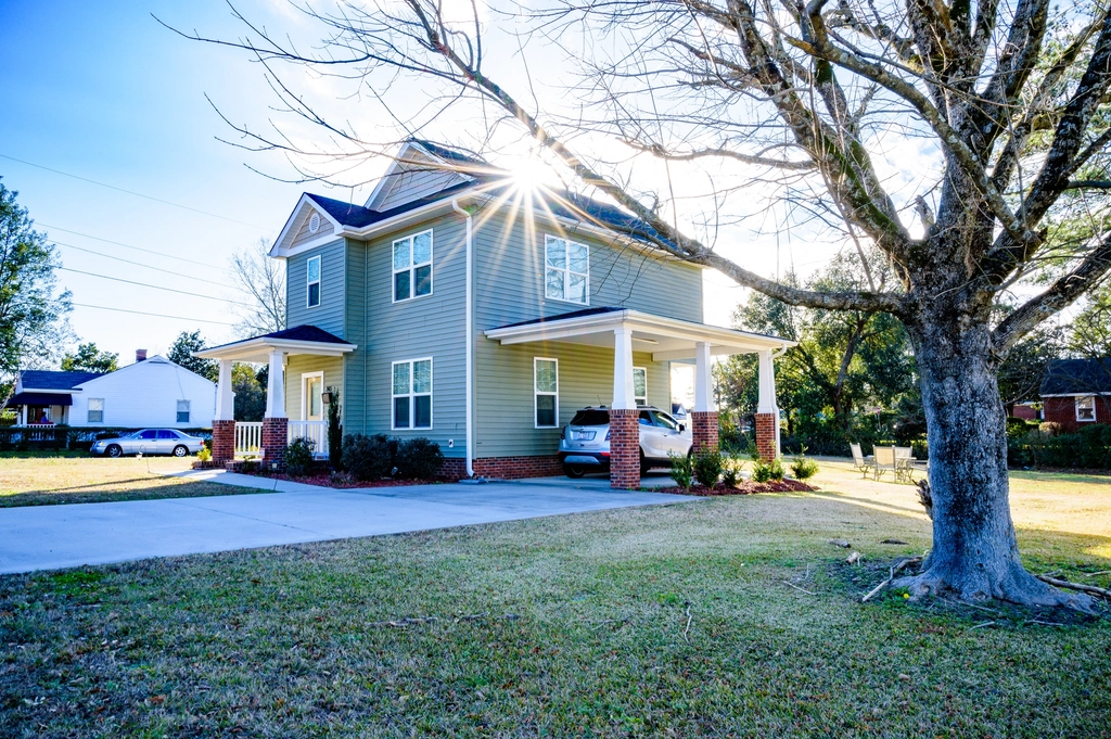 Two-story home with a covered front porch